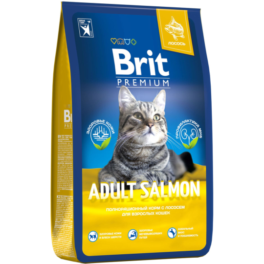 Корм для кошек «Brit» Premium, Adult Salmon, с лососем, 5049622 8 кг