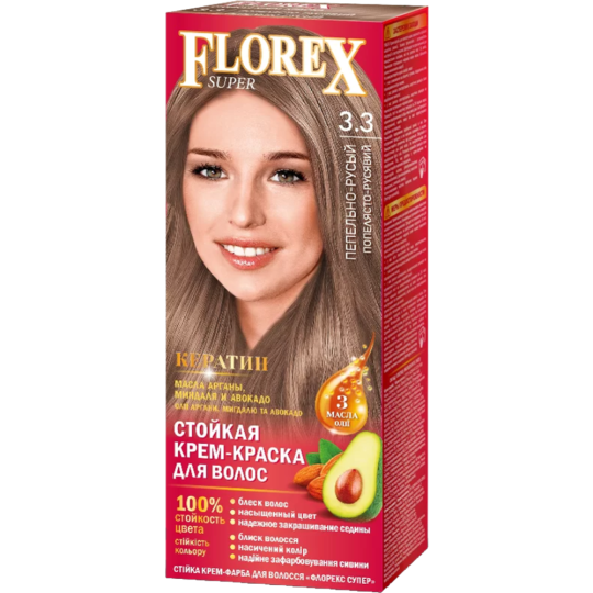 Крем-краска «Florex» Super, 3.3, пепельно-русый