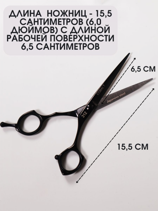 Ножницы прямые парикмахерские в чехле 6,00" Black Babetta, 312