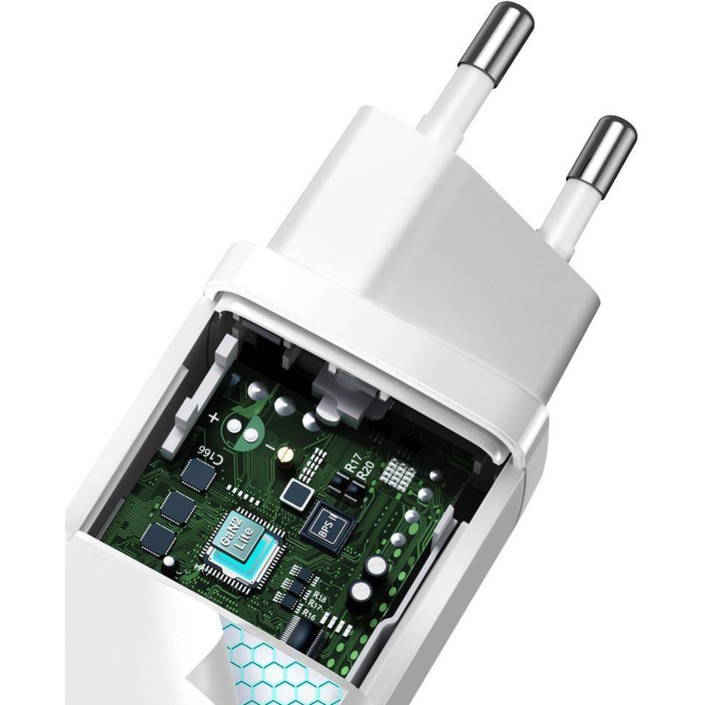 Сетевое зарядное устройство «Baseus» GaN2 Lite Quick Charger C+U 65W EU White, CCGAN2L-B02