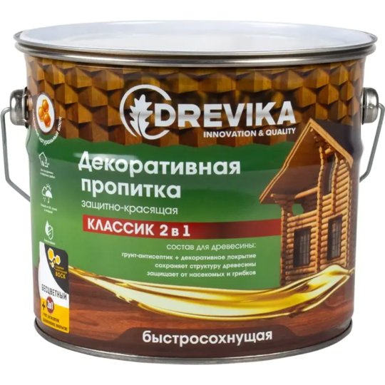 Пропитка «Drevika» 3 554, бесцветный, 2.7 л