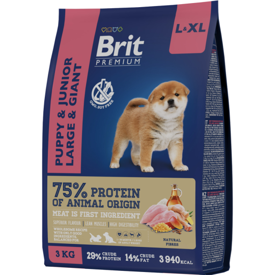 Корм для собак «Brit» Premium, Puppy and Junior Large and Giant, с курицей, 5049974, 3 кг