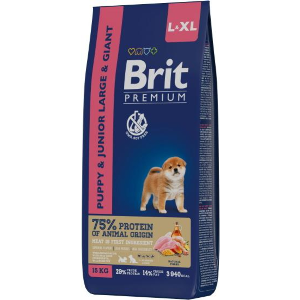 Корм для щенков «Brit» Premium, Puppy and Junior Large and Giant, с курицей, 5049981, 15 кг