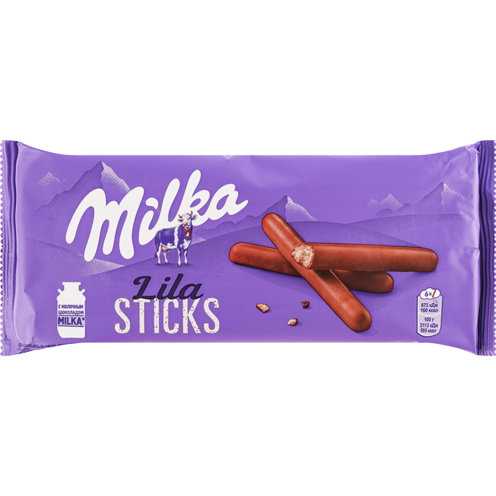 Печенье-палочки «Milka» Lila Sticks, покрытое молочным шоколадом, 112 г #0