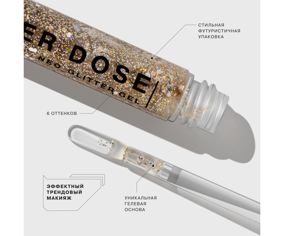 Глиттер Influence Beauty Glitter Dose на гелевой основе тон 03 золотой 6.5мл