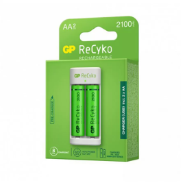 Зарядное устройство GP ReCyko E211 2xAAA/AA + аккумуляторы 2x2100mAh AA белый