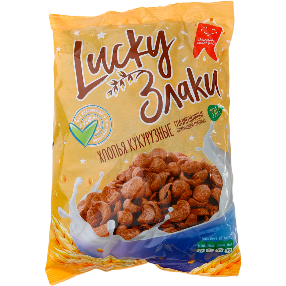 Сухой завтрак «Lucky» Хлопья кукурузные в шоколадной глазури, 330 г