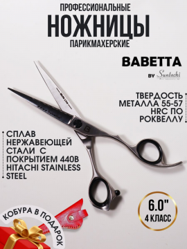 Ножницы прямые для парикмахеров в чехле 6,00" Matte Babetta, 115