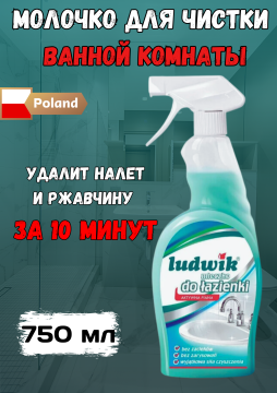 Чистящее средство от известкового налета в ванной комнате 750 мл Ludwik