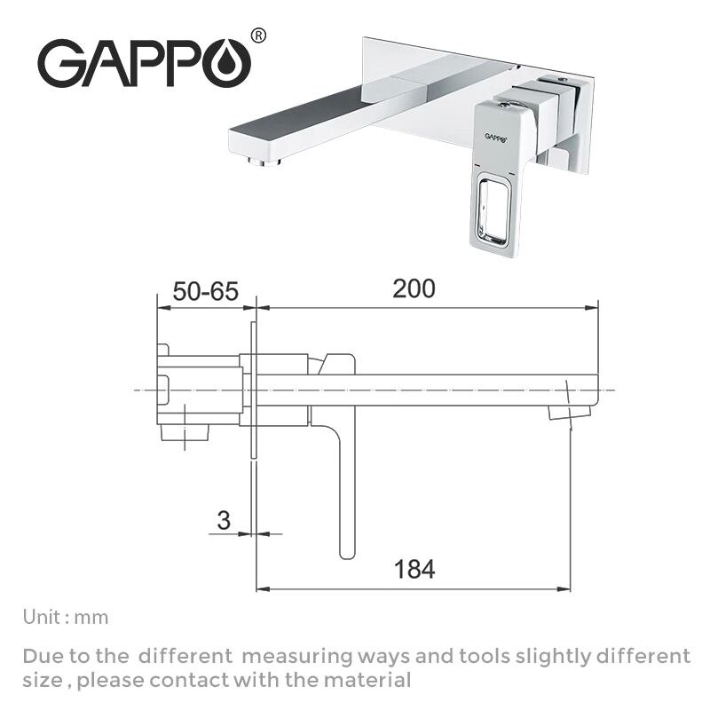 Встраиваемый смеситель для раковины Gappo G1017-12 Белый