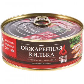 Кон­сер­вы рыбные «За Ро­ди­ну» килька бал­тий­ская, в то­мат­ном соусе чили, 240 г