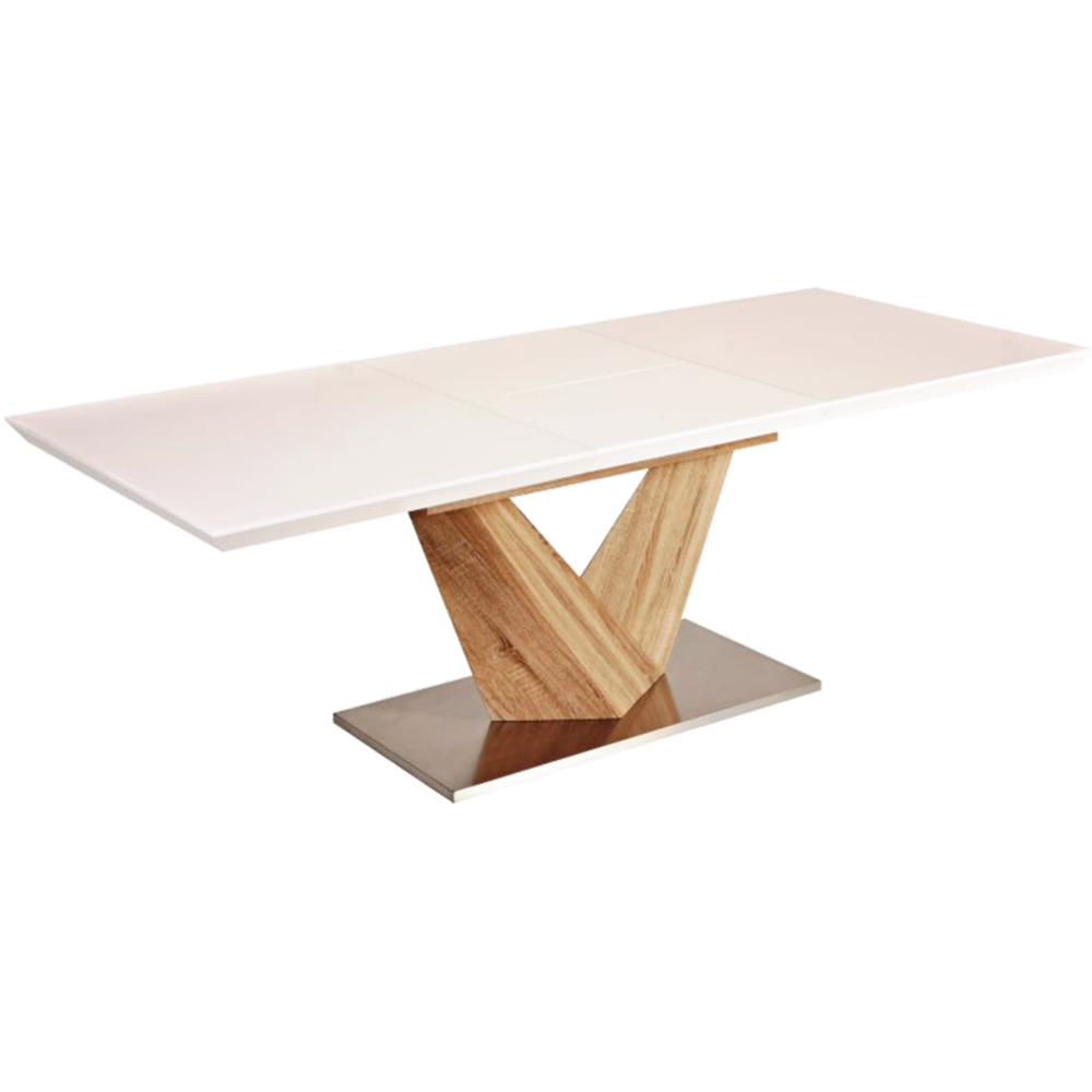 Обеденный стол «Signal» Alaras 160, раскладной, белый лак/дуб сонома