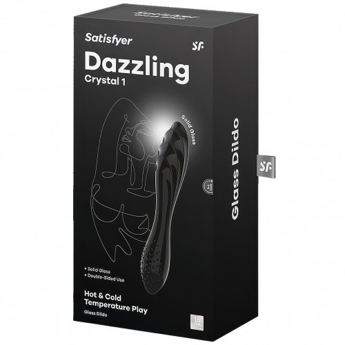 Прозрачный фаллос из стекла Satisfyer Dazzling Crystal 1 черный 18 см