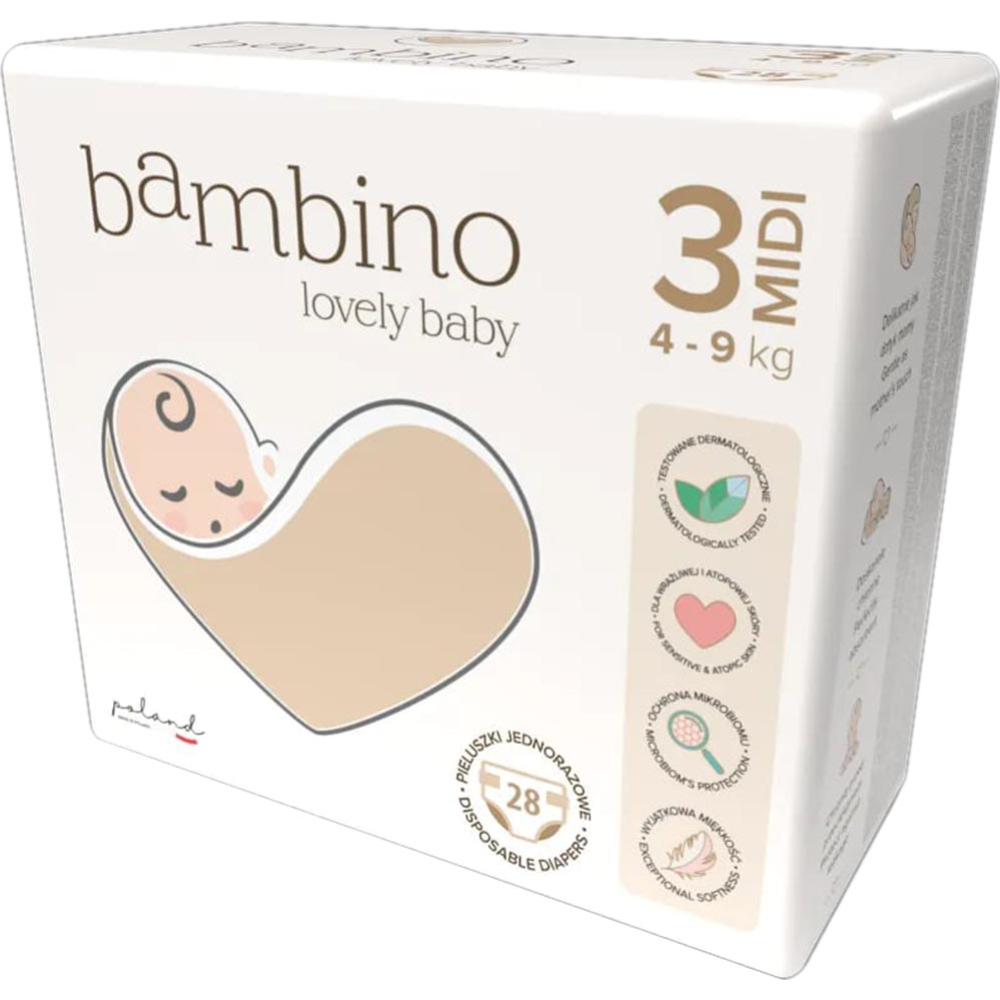 Подгузники детские «Bambino» размер 3 Midi, 4-9 кг, 28 шт #0