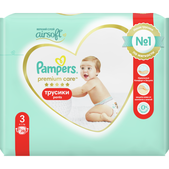 Подгузники-трусики детские «Pampers» Premium Care, размер 3, 6-11 кг, 28 шт