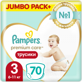 Под­гуз­ни­ки-тру­си­ки дет­ские «Pampers» Premium Care, размер 3, 6-11 кг, 70 шт