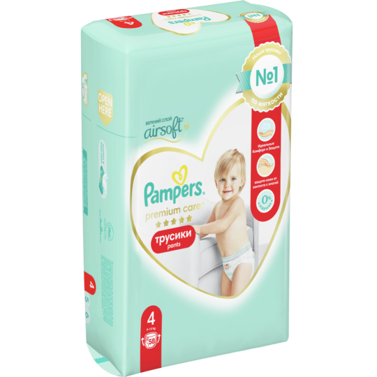 Подгузники-трусики детские «Pampers» Premium Care, размер 4, 9-15 кг, 58 шт