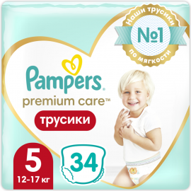 Подгузники-трусики детские «Pampers» Premium Care, размер 5, 12-17 кг, 34 шт