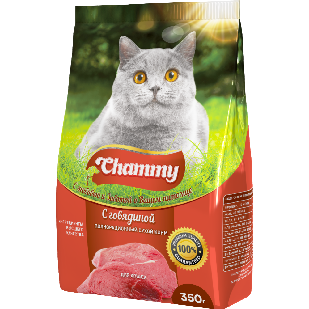 Корм для кошек «Chammy» с говядиной, 350 г