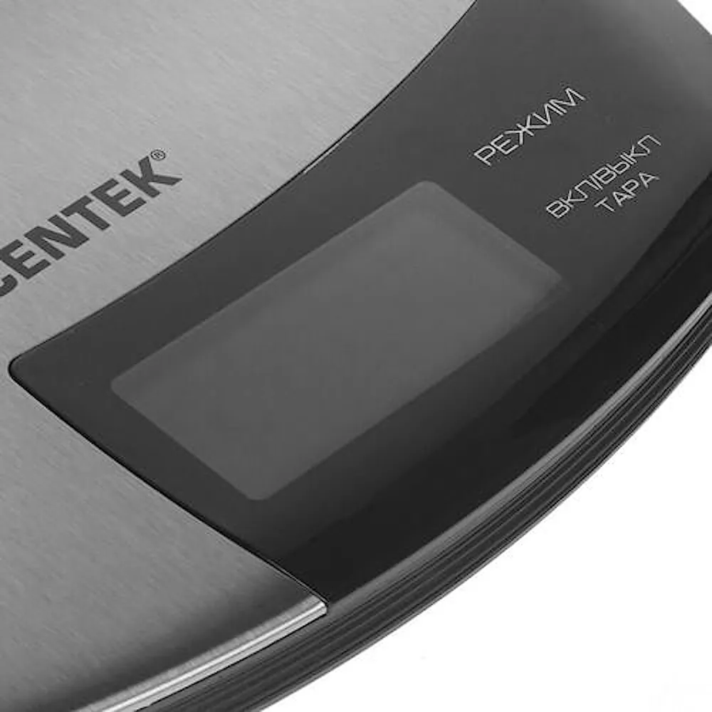 Весы кухонные Centek CT-2463 сталь, сенсор, LCD- 59х27 с подсветкой, t° в комнате, max 5кг, шаг 1г