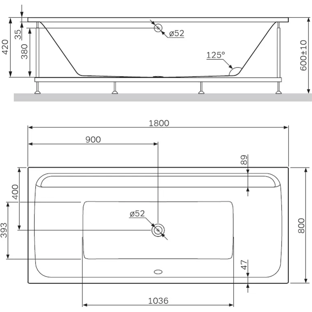 Каркас для ванны «AM.PM» Inspire 2.0, W52A-180-080W-R, серый