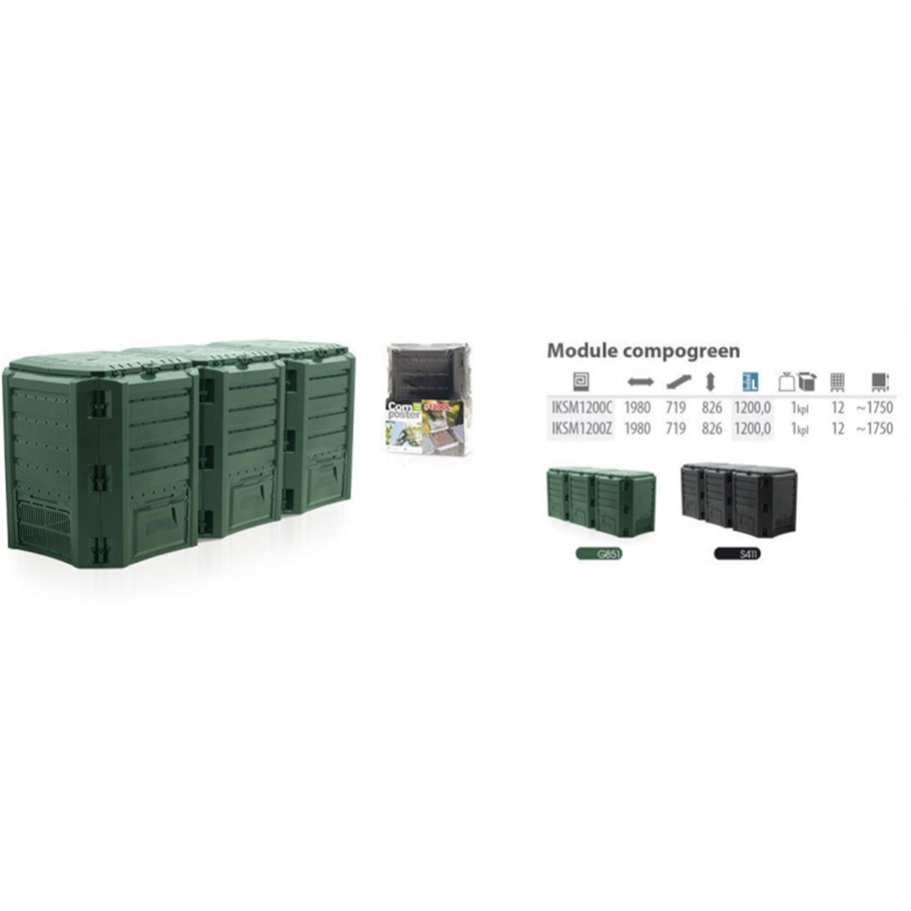 Компостер «Prosperplast» Module Compogreen 1200 черный IKSM1200C-S411