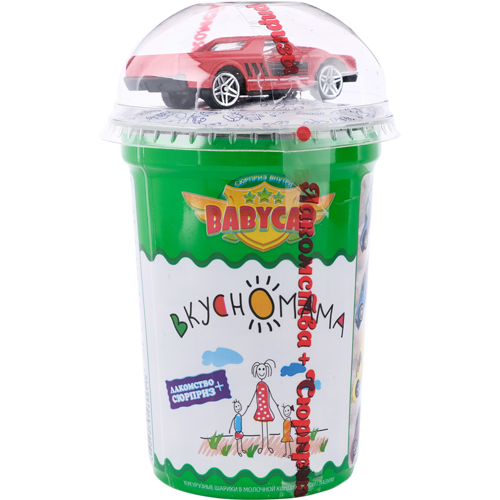 Кукурузные шарики «Babycar» в молочной глазури с игрушкой, 30 г