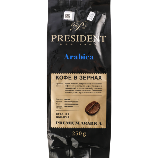 Кофе в зернах «President» Heritage Arabica, 250 г