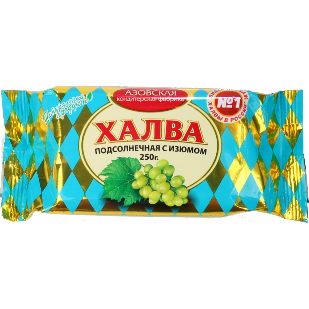 Халва подсолнечная «Азовская кондитерская фабрика» с изюмом, 250 г #0
