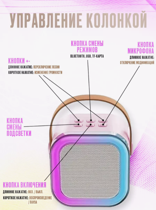 Детское беспроводное караоке  (Колонка + 2 микрофона )