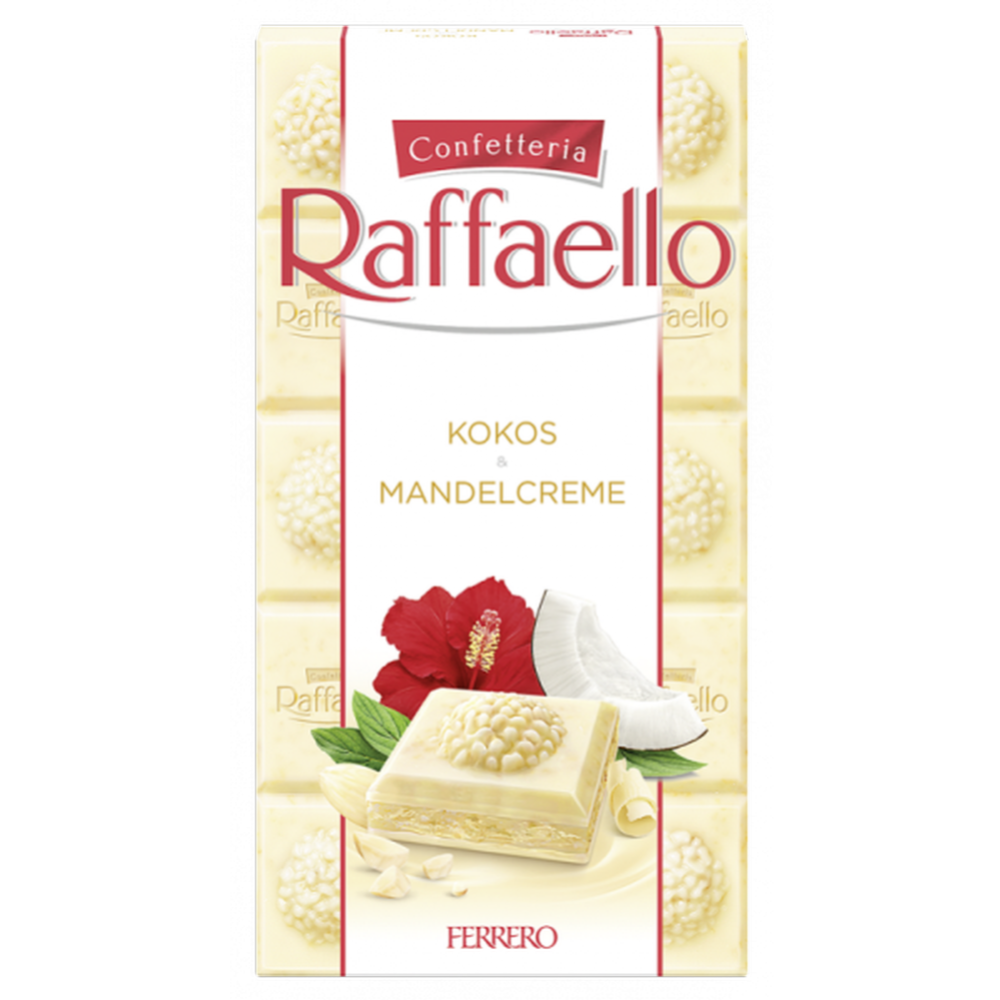 Срочный товар! Шоколад белый «Raffaello» с начинкой из кокосово-миндального крема, 90 г