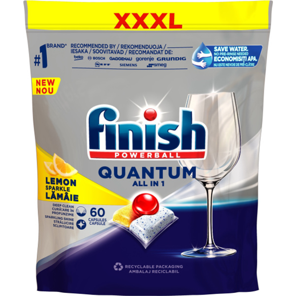 Таблетки «Finish» QUANTUM, Max,лимон, 60 шт