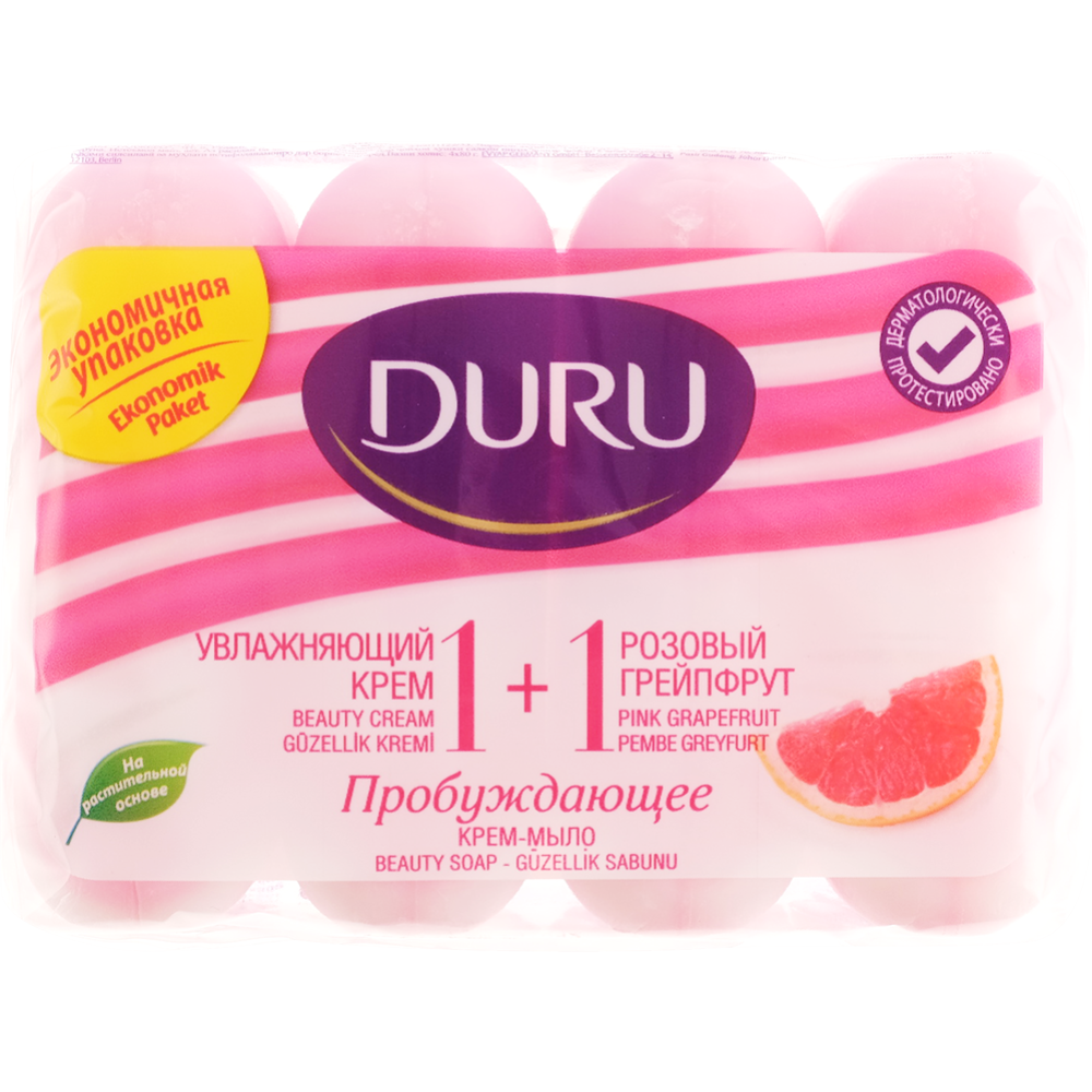 Мыло «Duru» 1+1 увлажняющий крем+розовый грейпфрут, 80 г #0
