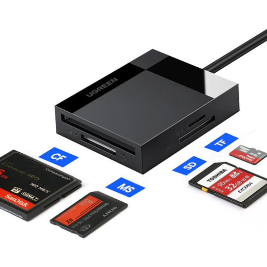 Картридер «Ugreen» USB 3.0 to TF/SD/MS/CF 3.0 All-in-One Card Reader, CR125, space gray, 30333