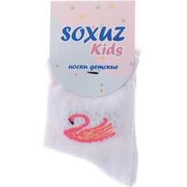 Носки детские «Soxuz» 501-Print, белый/розовые лебеди, размер 14