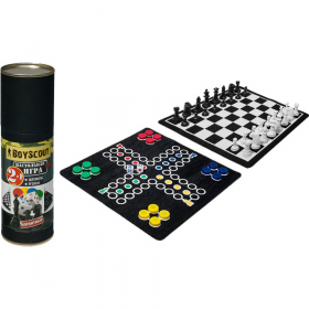 Набор на­столь­ных игр «Boyscout» 2 в 1, Шах­ма­ты и Уголки, маг­нит­ные, в тубе, 61455