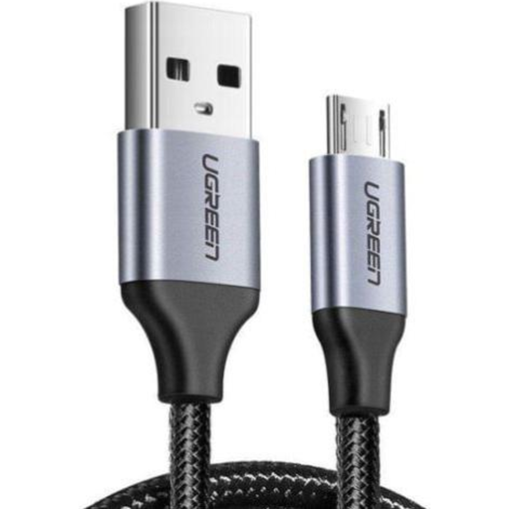 Кабель «Ugreen» USB 2.0 A to Micro USB Nickel Plating Aluminum Braid, US290, Black, 60147, 1.5 м