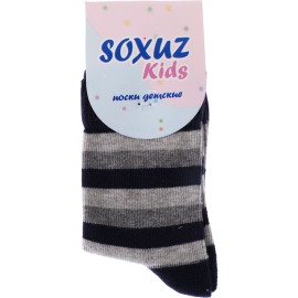 Носки детские «Soxuz» 501-Print, серо-синий, в полоску, размер 14-16