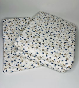 Комплект постельного белья Евро (синие цветы) из мягкой фланели