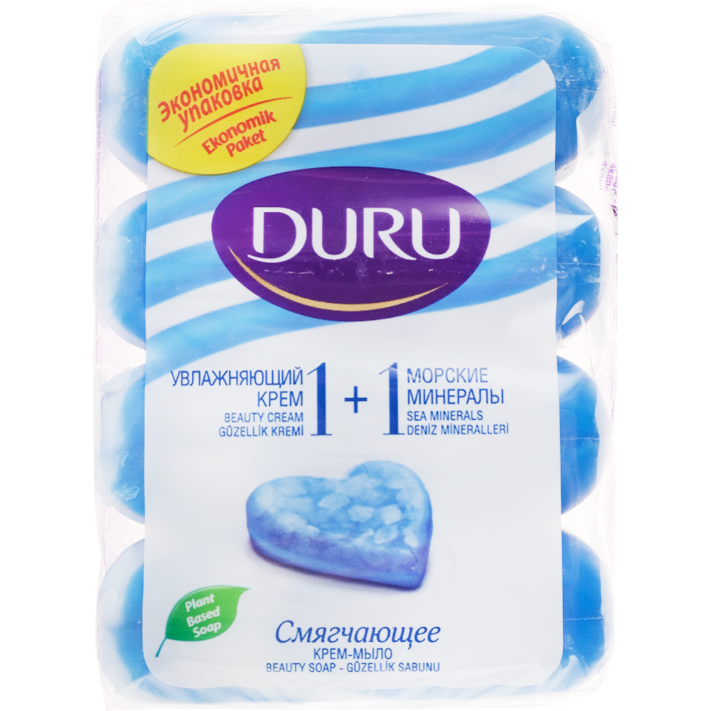 Мыло «Duru» 1+1 мор­ские ми­не­ра­лы+увлаж­ня­ю­щий крем, 4х80 г