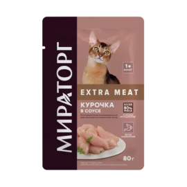 Уп-ка корм"Мираторг" Extra Meat для кошек с курицей в соусе, 24х80 г (1,92кг)