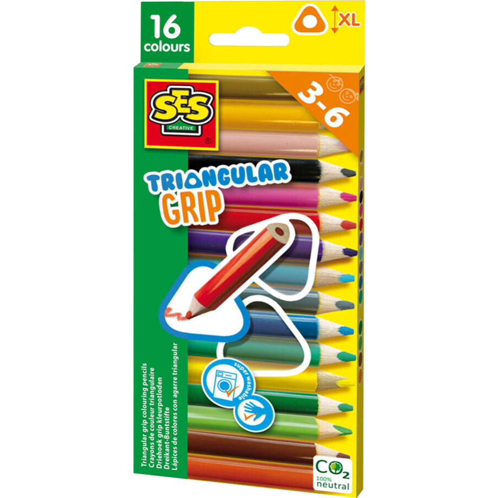 Набор цветных карандашей «SES Creative» 14692, треугольник, XL, 16 шт