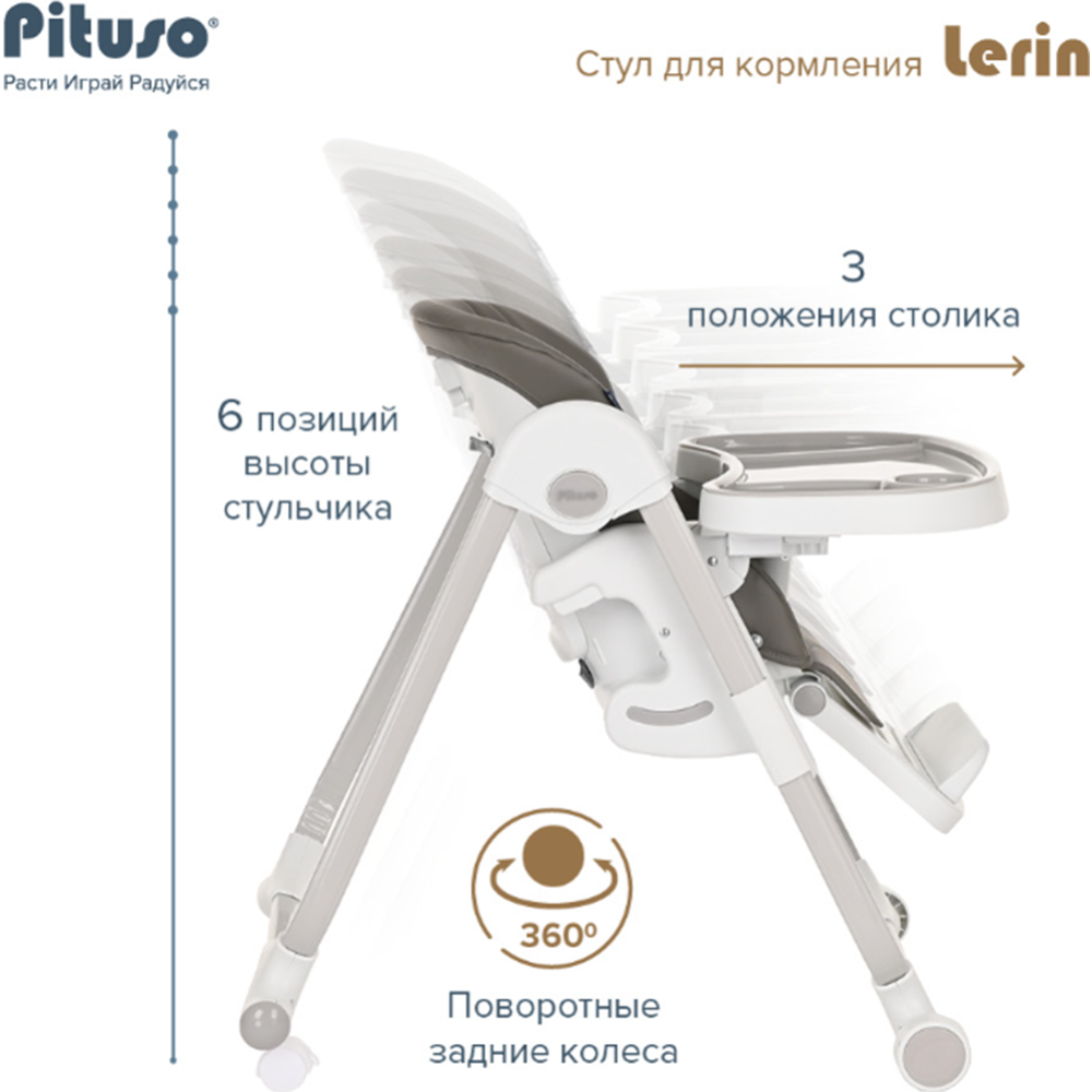 Стул для кормления «Pituso» HC603-Eco-Grey