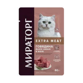 Корм "Мираторг" Extra Meat для стерилизованных кошек Black Angus с говядиной  в соусе, 24х80 г (1,92кг)