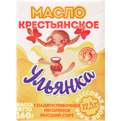 Масло сли­воч­ное «У­льян­ка» несо­ле­ное, 72.5%, 160 г