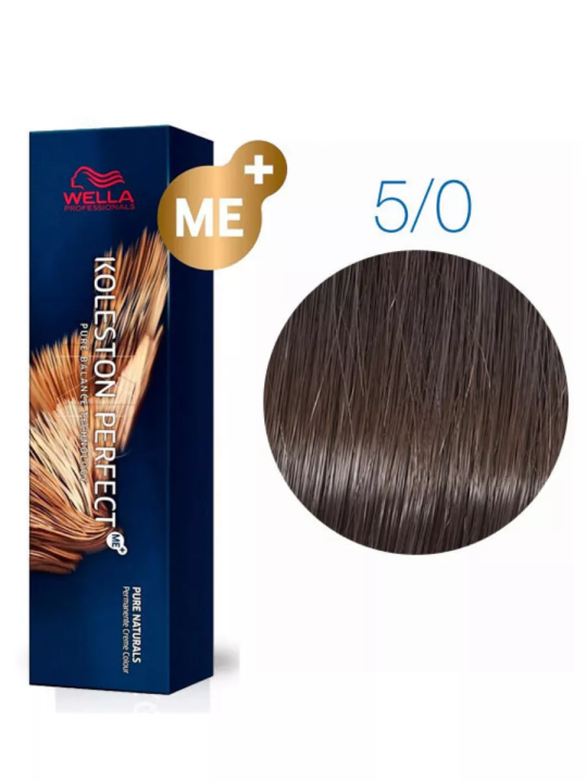 Wella Professionals Koleston Perfect Me+ Профессиональная стойкая крем-краска для волос 5/0 Светло-коричневый натуральный, 60 мл