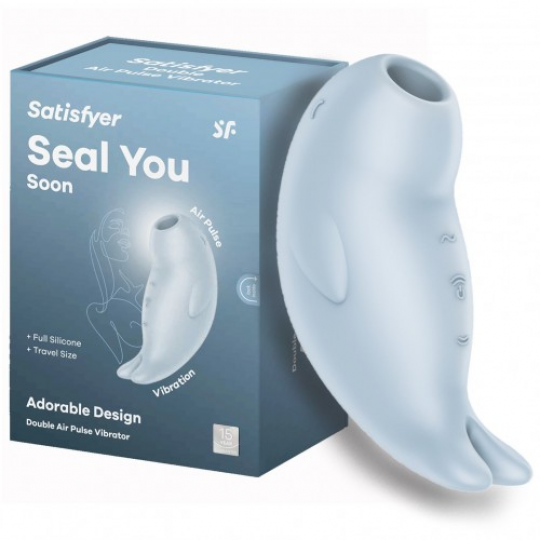 Вакуумно-волновой стимулятор клитора с вибрацией Satisfyer Seal You Soon голубой