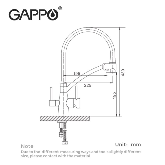 Смеситель для кухни Gappo G4398-19 Оружейная сталь