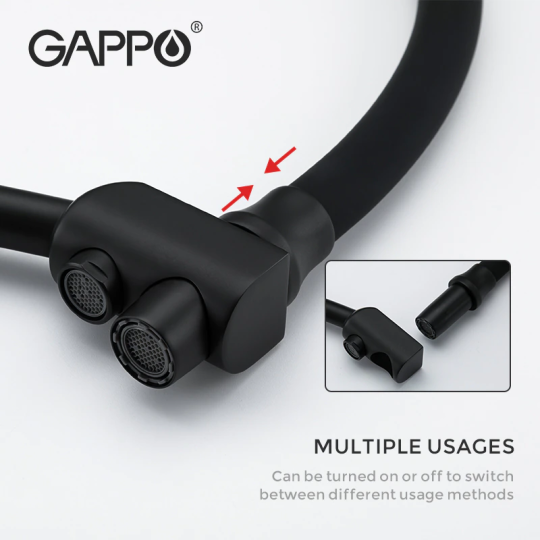 Смеситель для кухни Gappo G4398-16 Черный + Чистящее средство для смесителей Gappo GGG 550мл В ПОДАРОК 🎁