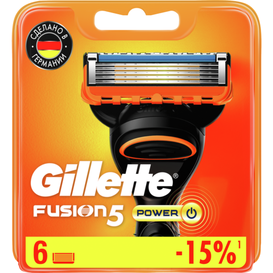 Сменные кассеты «Gillette» Fusion Power, 6 шт